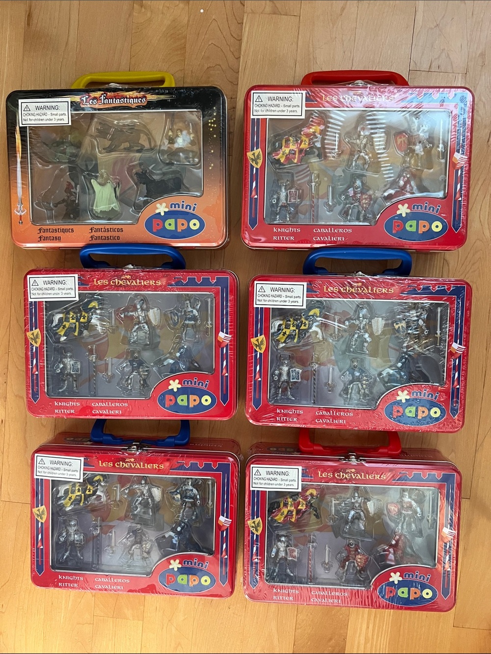 🤺Rare Mini Papo Knights & Fantasy Toy Figure + Metal Case Bundle - Lot of 6